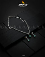 Nargis Zircon Necklace Silver Mint Green - Zeesy Jewellery