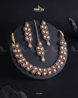 Elara Necklace Golden Mint Pink - Zeesy Jewellery