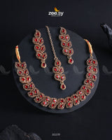Elara Necklace champagne & Red - Zeesy Jewellery