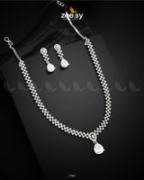 Nargis Zircon Necklace Silver White - Zeesy Jewellery