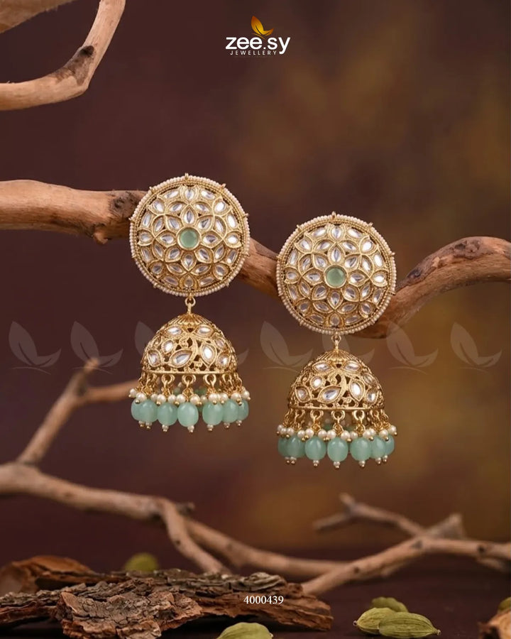 Alvira Oversized Kundan Jhumki Earrings