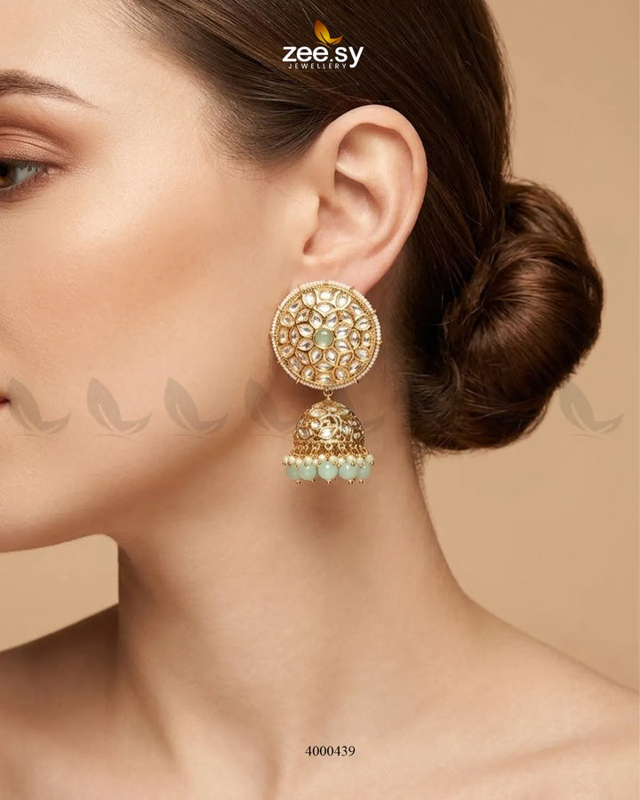 Alvira Oversized Kundan Jhumki Earrings