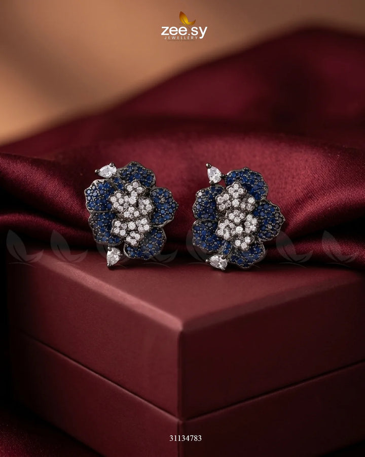 Antique Flower Gemstone Earrings Antique Blue Earrings - Zeesy Jewellery Pakistan | Premium Artificial & Imitation Jewellery