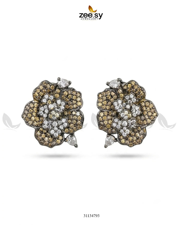 Antique Flower Gemstone Earrings Earrings - Zeesy Jewellery Pakistan | Premium Artificial & Imitation Jewellery
