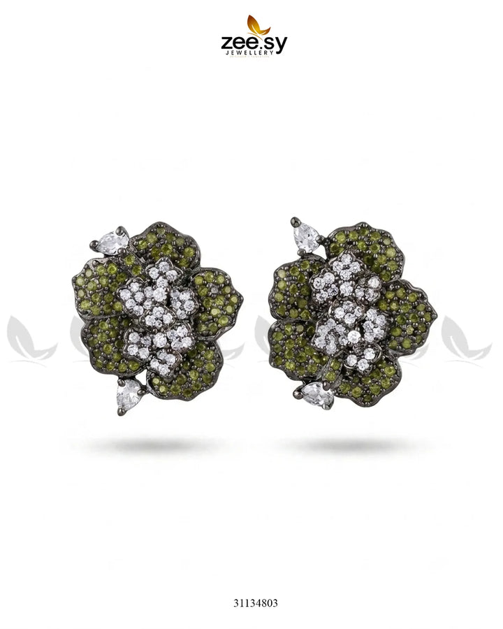 Antique Flower Gemstone Earrings Earrings - Zeesy Jewellery Pakistan | Premium Artificial & Imitation Jewellery