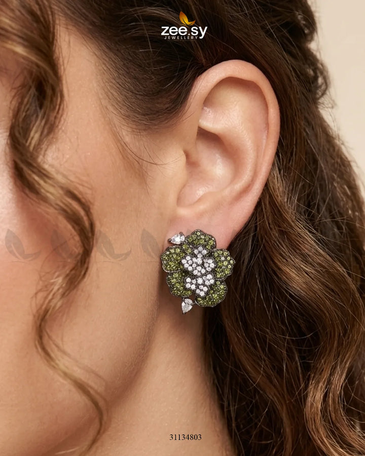 Antique Flower Gemstone Earrings Earrings - Zeesy Jewellery Pakistan | Premium Artificial & Imitation Jewellery