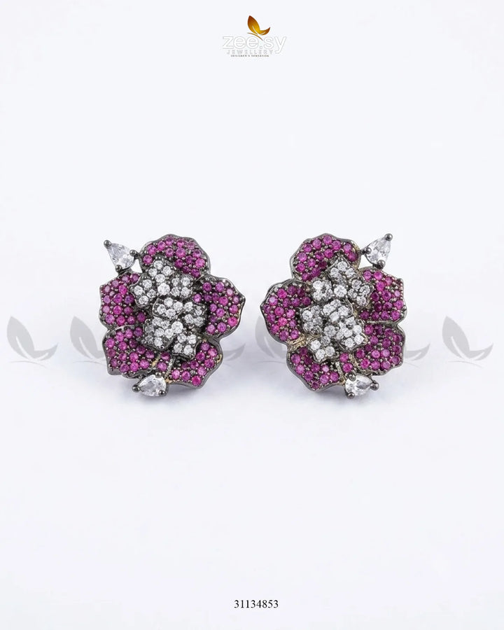Antique Flower Gemstone Earrings Earrings - Zeesy Jewellery Pakistan | Premium Artificial & Imitation Jewellery