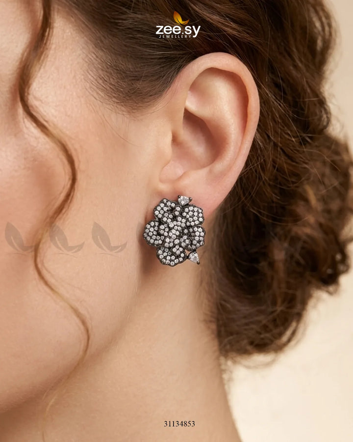Antique Flower Gemstone Earrings Earrings - Zeesy Jewellery Pakistan | Premium Artificial & Imitation Jewellery