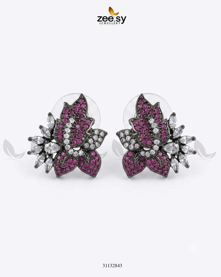 Antique Lotus Floral Cluster Earrings Necklace Sets - Zeesy Jewellery Pakistan | Premium Artificial & Imitation Jewellery