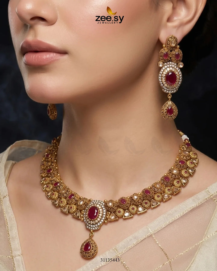 Artisan Oval Stone Bridal Set Bridal Set - Zeesy Jewellery Pakistan | Premium Artificial & Imitation Jewellery