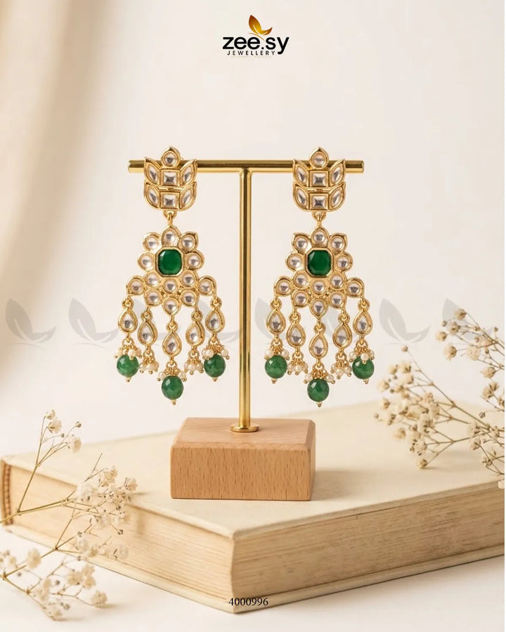Aster Cascading Kundan Earrings Earrings - Zeesy Jewellery Pakistan | Premium Artificial & Imitation Jewellery