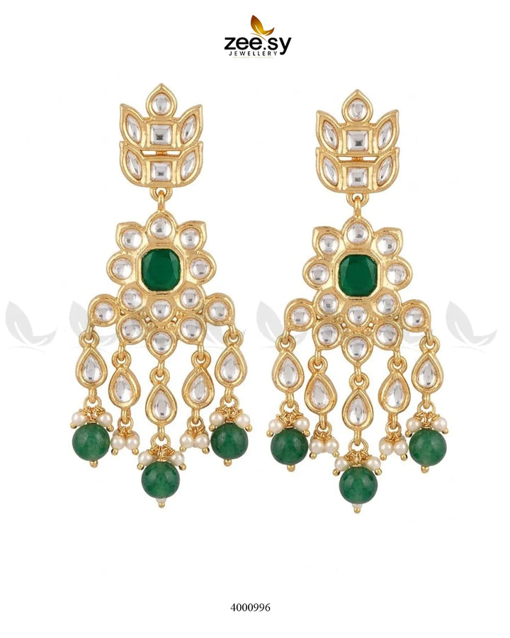 Aster Cascading Kundan Earrings Earrings - Zeesy Jewellery Pakistan | Premium Artificial & Imitation Jewellery