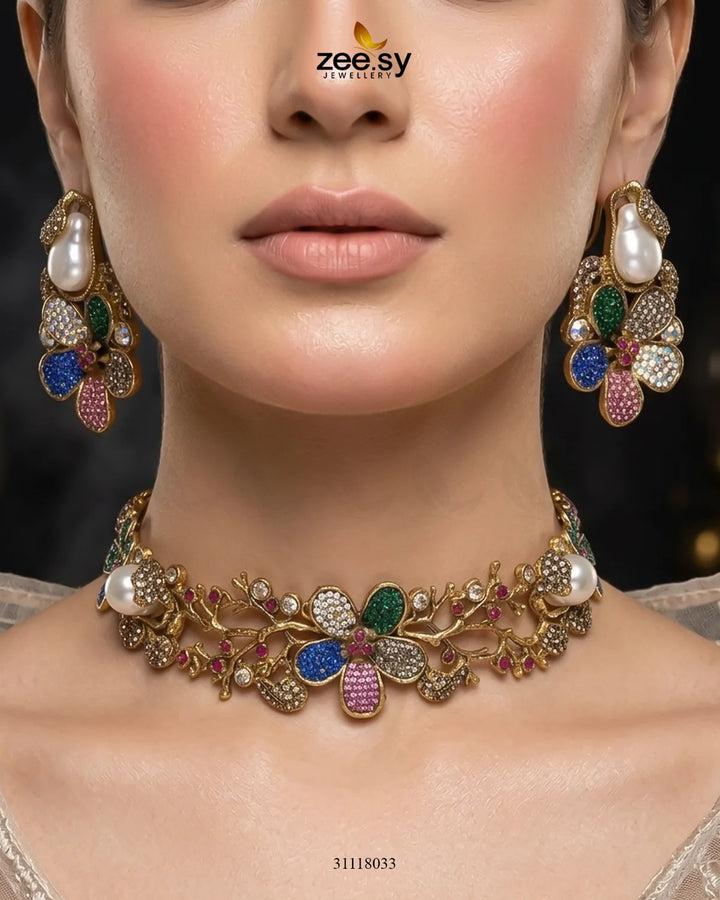 Asteria Choker Set Necklace Sets - Zeesy Jewellery Pakistan | Premium Artificial & Imitation Jewellery