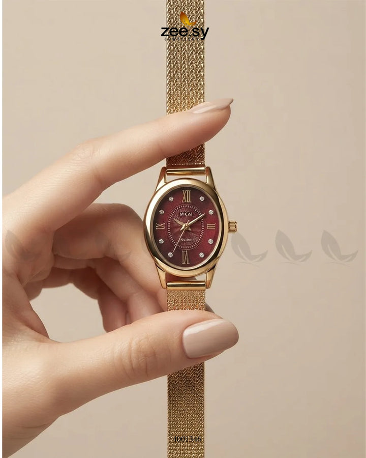 Aura Oval Mesh Watch ACCESSORIES - Zeesy Jewellery Pakistan | Premium Artificial & Imitation Jewellery