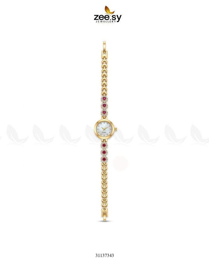 Bella Charm Bracelet Watch Golden Red ACCESSORIES - Zeesy Jewellery Pakistan | Premium Artificial & Imitation Jewellery