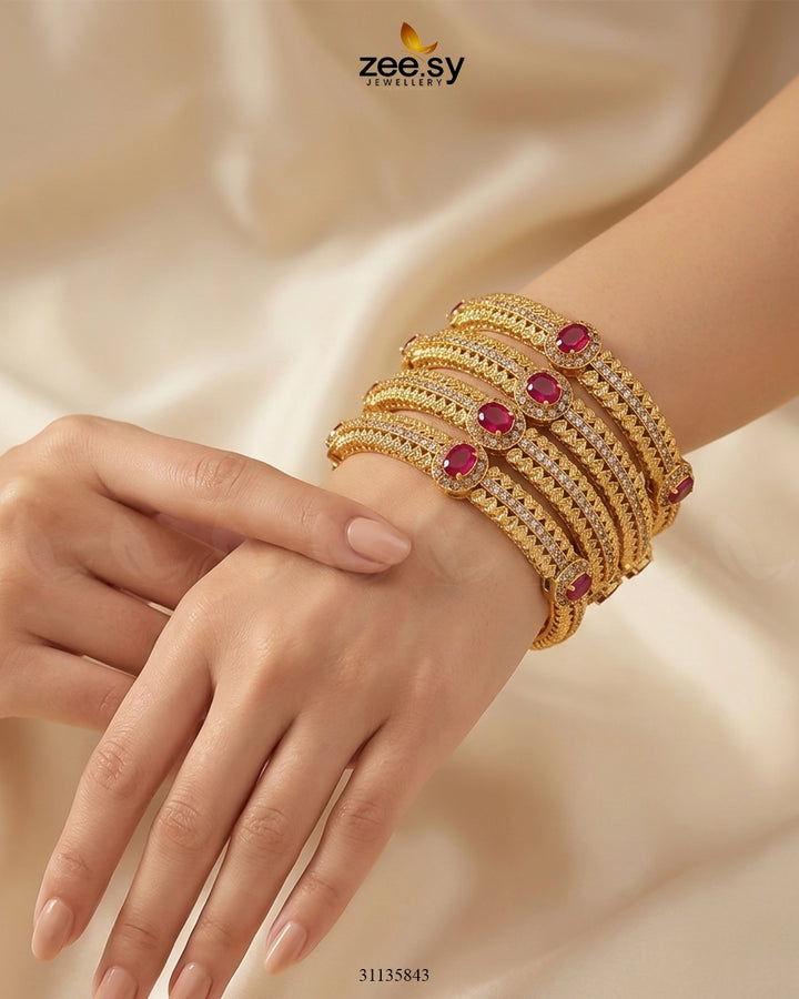 Bella Rose Leaf Bangles Bangles - Zeesy Jewellery Pakistan | Premium Artificial & Imitation Jewellery