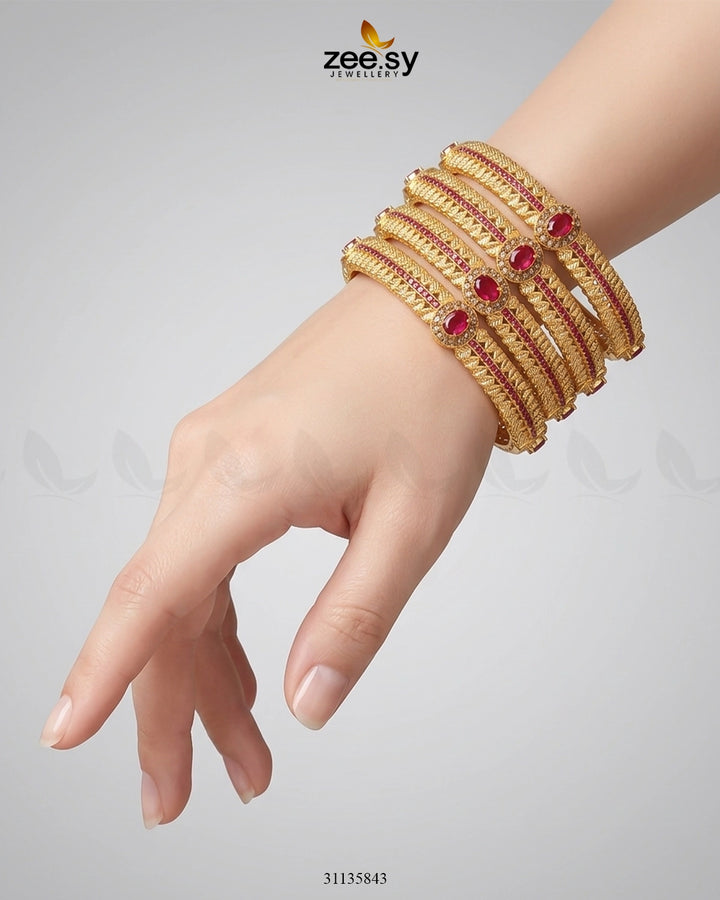 Bella Rose Leaf Bangles Bangles - Zeesy Jewellery Pakistan | Premium Artificial & Imitation Jewellery