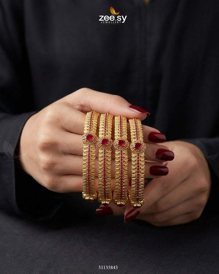 Bella Rose Leaf Bangles Bangles - Zeesy Jewellery Pakistan | Premium Artificial & Imitation Jewellery