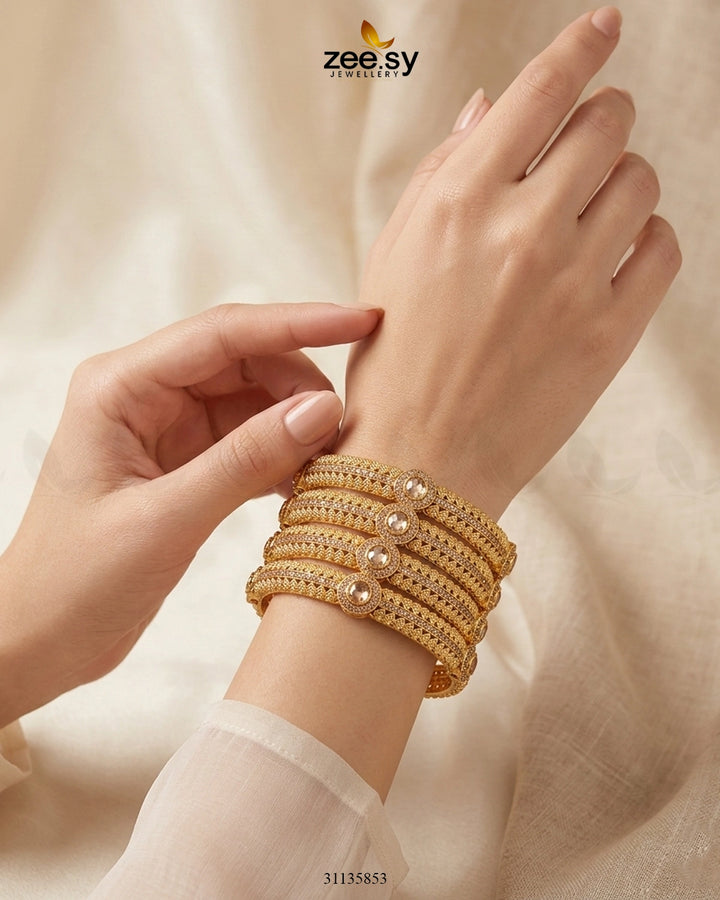 Bella Rose Leaf Bangles Bangles - Zeesy Jewellery Pakistan | Premium Artificial & Imitation Jewellery