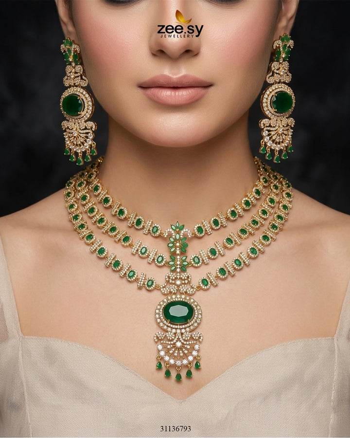 Bella Triple Layer Necklace Set Necklace Sets - Zeesy Jewellery Pakistan | Premium Artificial & Imitation Jewellery