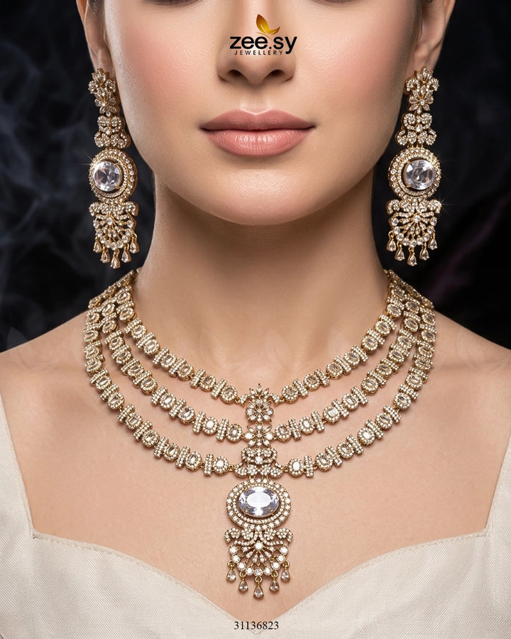 Bella Triple Layer Necklace Set Necklace Sets - Zeesy Jewellery Pakistan | Premium Artificial & Imitation Jewellery