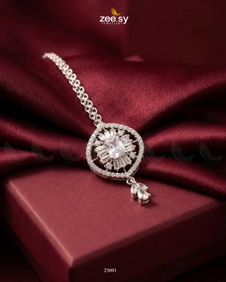 Zirvela Center Bold Stone Bindiya Silver White bindiya - Zeesy Jewellery Pakistan | Premium Artificial & Imitation Jewellery