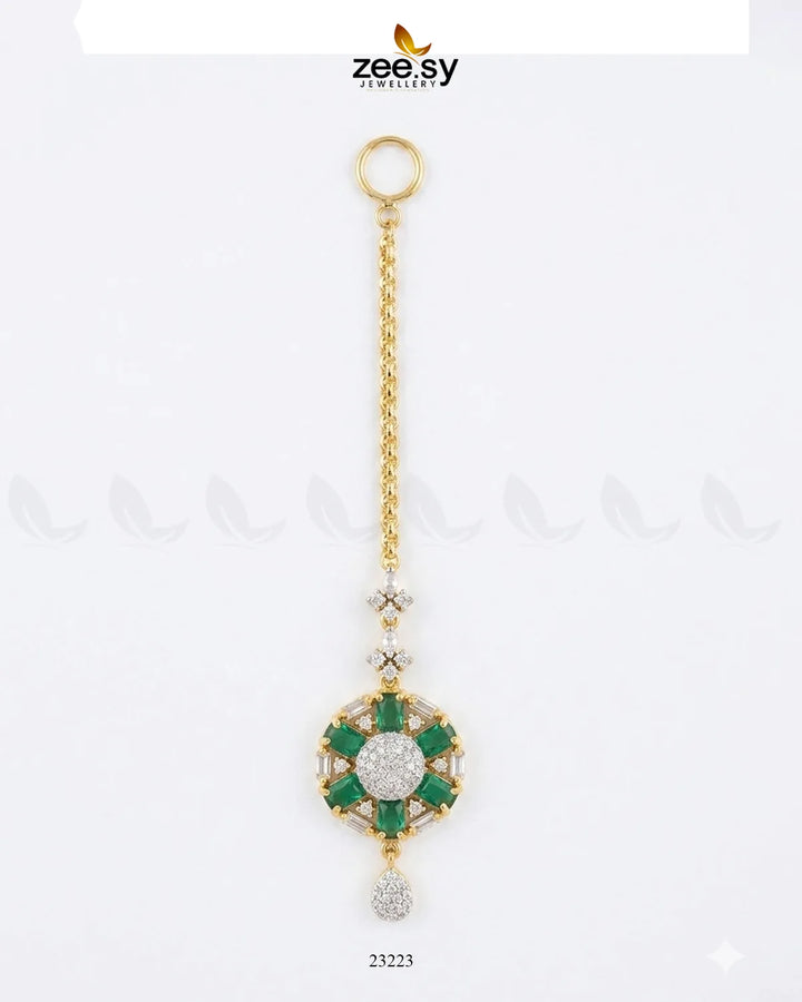 Tessellate Square Bold Stone Bindiya Golden Green bindiya - Zeesy Jewellery Pakistan | Premium Artificial & Imitation Jewellery