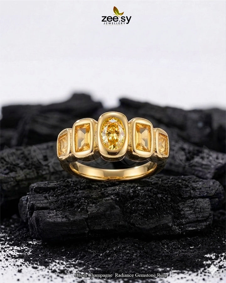 Blush Champagne Radiance Gemstone Ring Finger Ring - Zeesy Jewellery Pakistan | Premium Artificial & Imitation Jewellery
