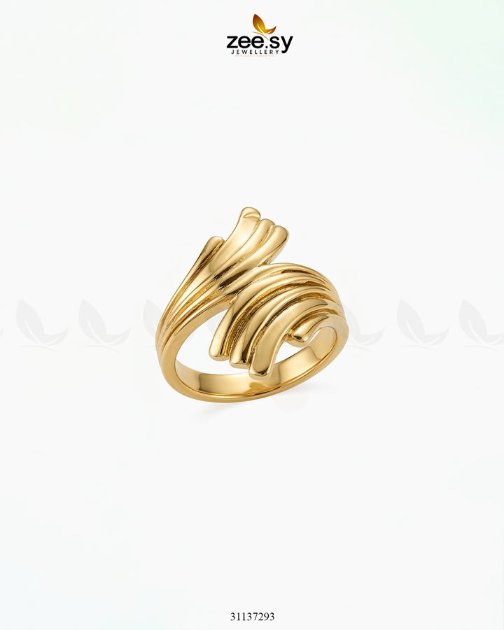 Botanical Fluid Gilded Statement Ring Finger Ring - Zeesy Jewellery Pakistan | Premium Artificial & Imitation Jewellery