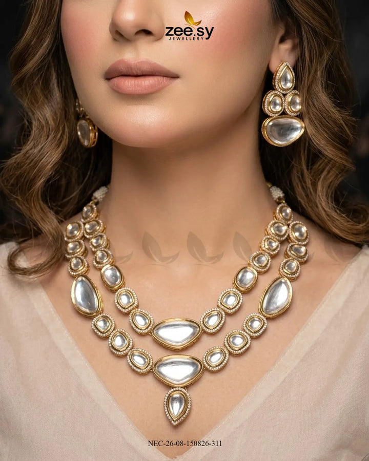 Celeste Traditional Polki Necklace Set Necklace Sets - Zeesy Jewellery Pakistan | Premium Artificial & Imitation Jewellery