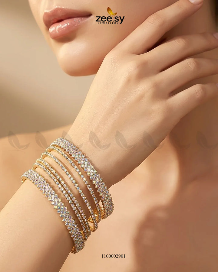 AJ03 Celestia Prism Crystal Bangle featuring sparkling crystal embellishments on a sleek bangle design.