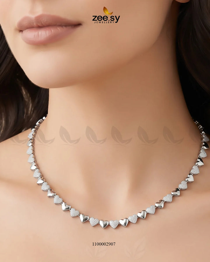 Chic Paved Heart Link Chain chains - Zeesy Jewellery Pakistan | Premium Artificial & Imitation Jewellery