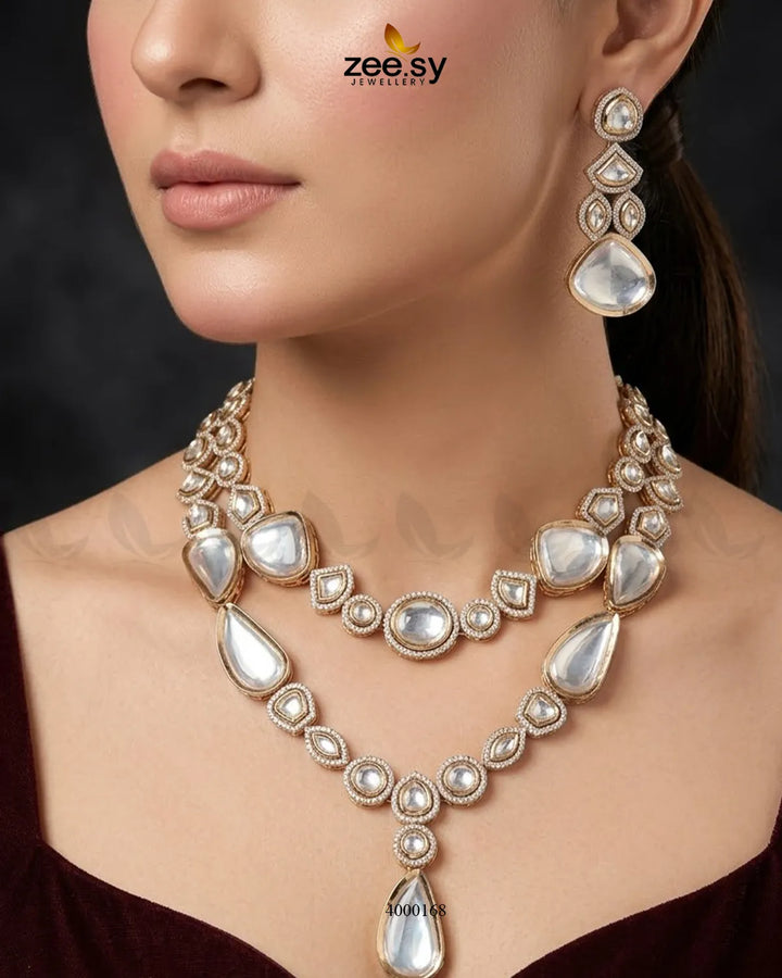 Citrine Double Layer Necklace Set Necklace Sets - Zeesy Jewellery Pakistan | Premium Artificial & Imitation Jewellery