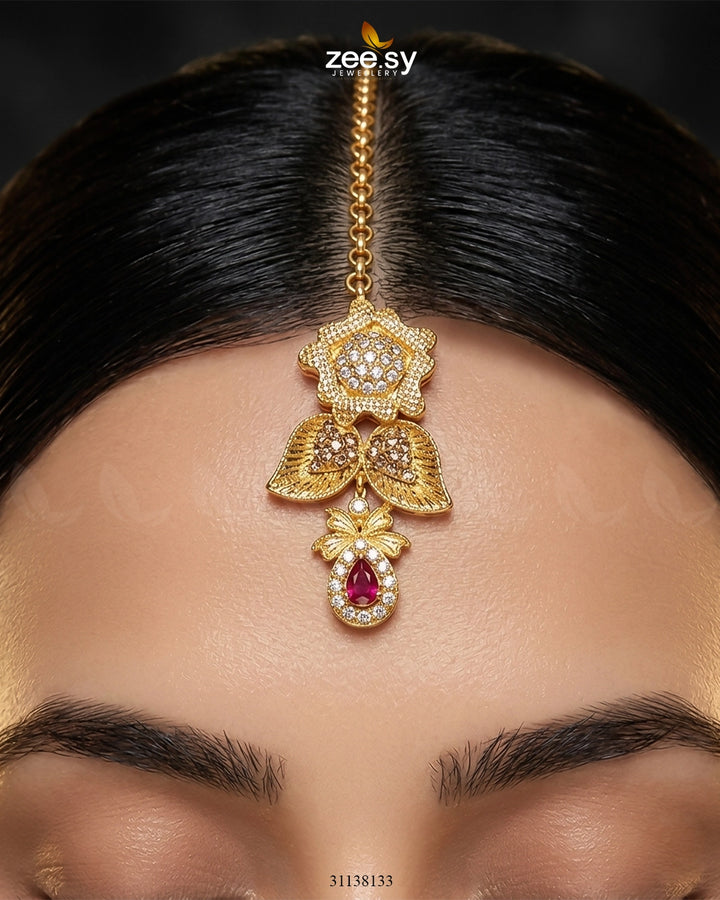 Crimson Gemstone Hasli Necklace Set Bridal Set - Zeesy Jewellery Pakistan | Premium Artificial & Imitation Jewellery