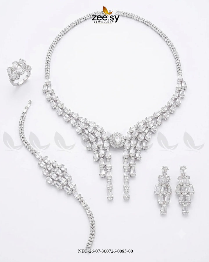 Crystal Butterfly Cascade Necklace Set