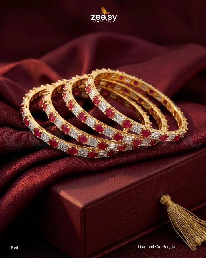 Diamond Cut Bangles Red Bangles - Zeesy Jewellery Pakistan | Premium Artificial & Imitation Jewellery