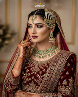 Dynasty Bridal Necklace Set Golden Green - Zeesy Jewellery