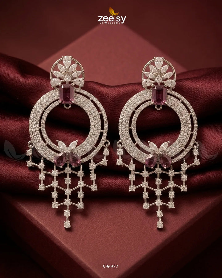 Mauve Lattice Round Zirconia Earrings Earrings - Zeesy Jewellery Pakistan | Premium Artificial & Imitation Jewellery