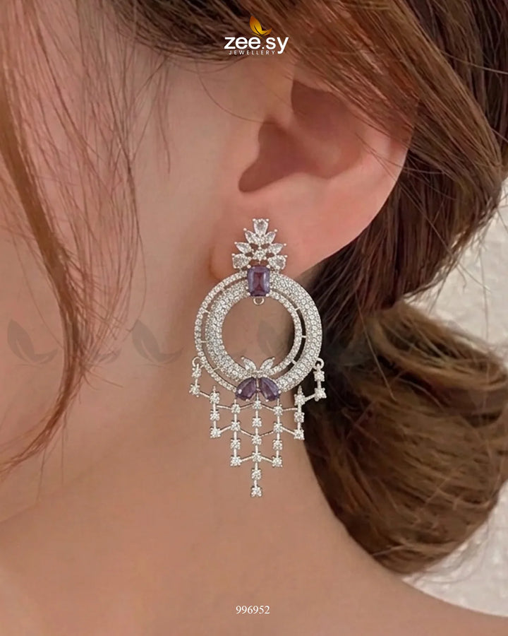 Mauve Lattice Round Zirconia Earrings Earrings - Zeesy Jewellery Pakistan | Premium Artificial & Imitation Jewellery