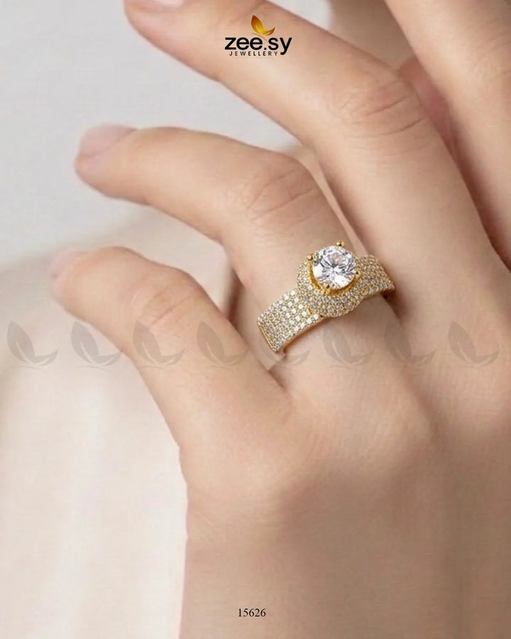 Ivory Dome Modern Zirconia Ring Rings - Zeesy Jewellery Pakistan | Premium Artificial & Imitation Jewellery