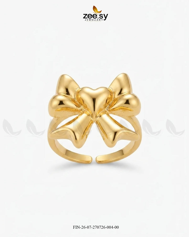Elegance Curved Bowknot Cocktail Ring Finger Ring - Zeesy Jewellery Pakistan | Premium Artificial & Imitation Jewellery