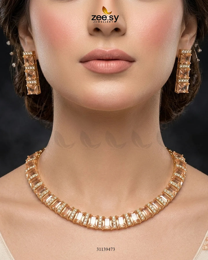 Estele American Diamond Necklace Set - Zeesy Jewellery Pakistan | Premium Artificial & Imitation Jewellery
