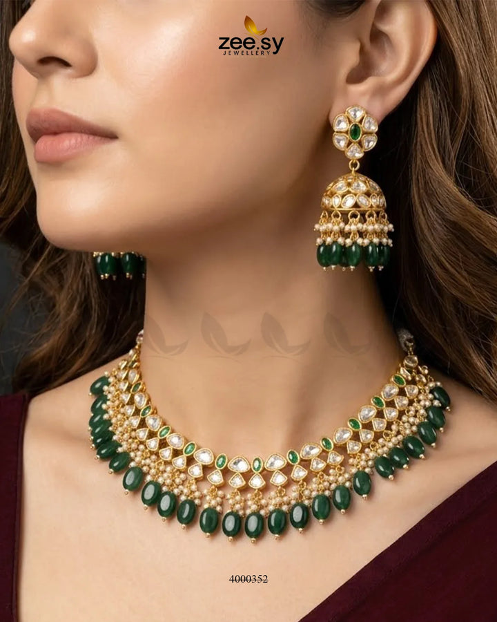 Festive Crimson Bead Necklace Set Necklace Sets - Zeesy Jewellery Pakistan | Premium Artificial & Imitation Jewellery