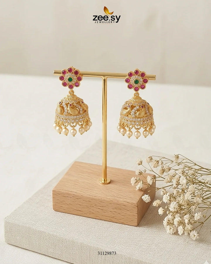 Floral Jhumka Pearl Earrings Earrings - Zeesy Jewellery Pakistan | Premium Artificial & Imitation Jewellery