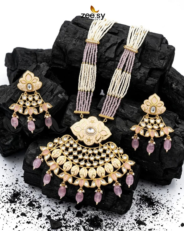 Floral Pearl Drop Malla Set Malla Necklace - Zeesy Jewellery Pakistan | Premium Artificial & Imitation Jewellery