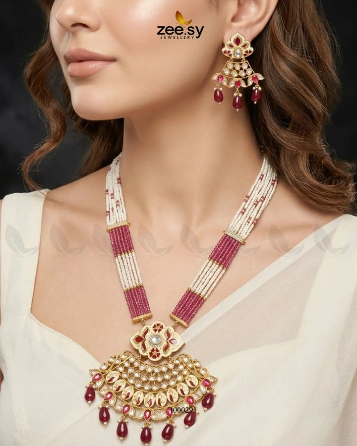 Floral Pearl Drop Malla Set Malla Necklace - Zeesy Jewellery Pakistan | Premium Artificial & Imitation Jewellery