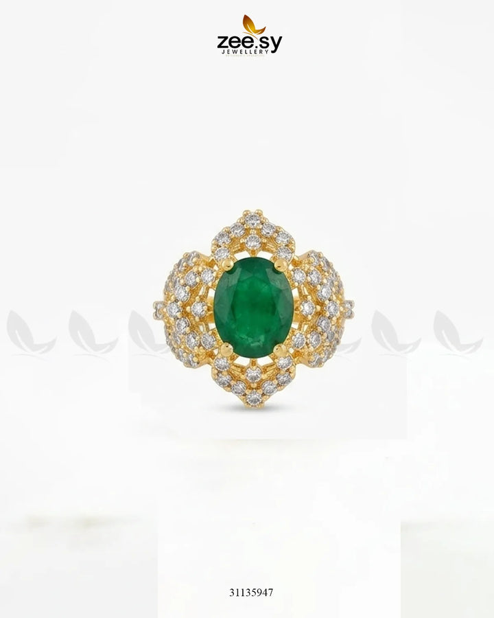 Floral Stone Cluster Ring Finger Ring - Zeesy Jewellery Pakistan | Premium Artificial & Imitation Jewellery