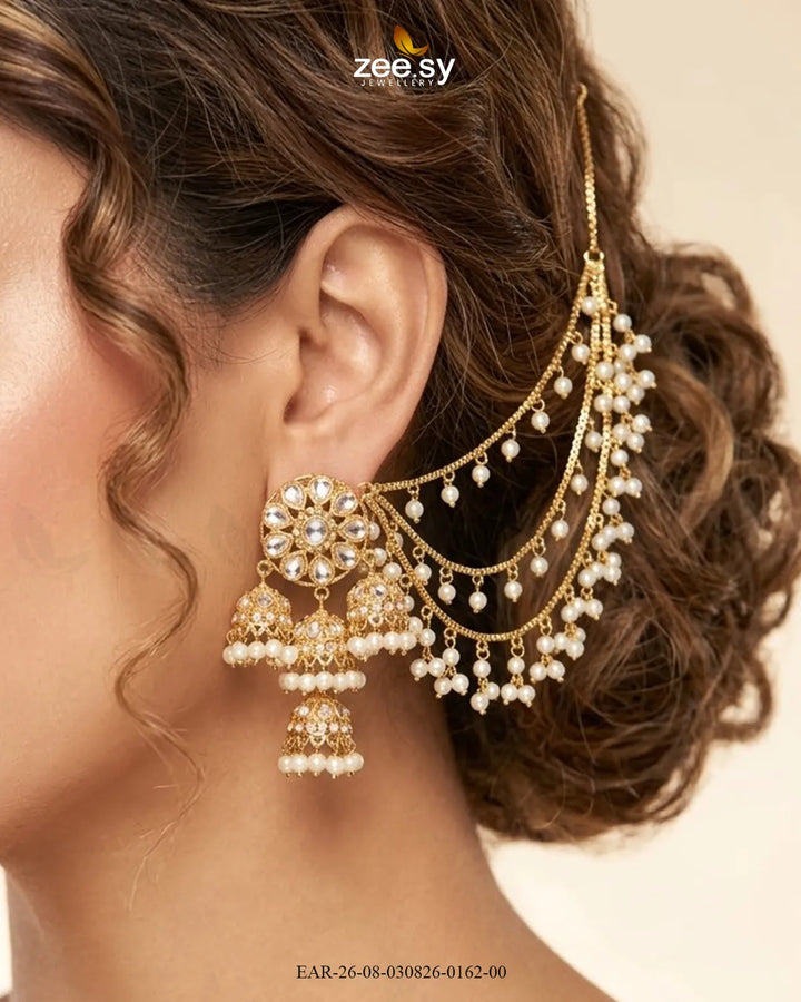 Floral Pearl Sahara Jhumka Earrings