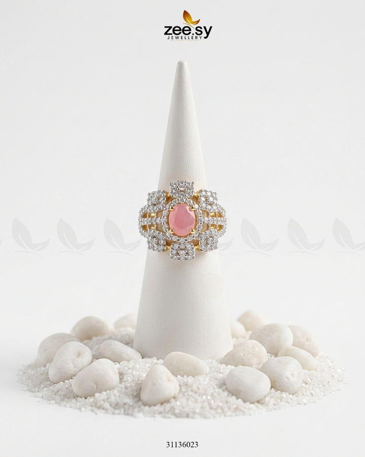 Flower Bold Stone Ring Finger Ring - Zeesy Jewellery Pakistan | Premium Artificial & Imitation Jewellery