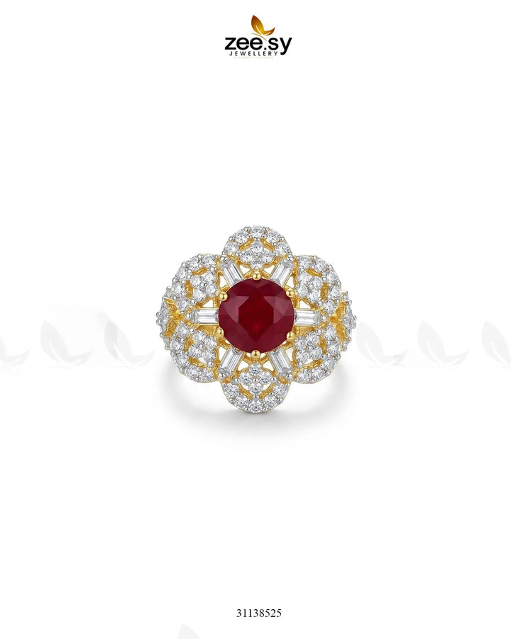 Flower Celestia Zirconia Ring Finger Ring - Zeesy Jewellery Pakistan | Premium Artificial & Imitation Jewellery